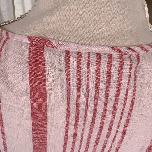 Liz Claiborne women's size medium 100% linen salmon pink & white top #2590 - Picture 9 of 12